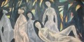 cinco damas desnudas tinta china vieja